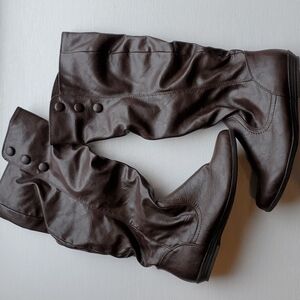 Cliffs by White Mountain Brown Faux Leather Mid Calf Fighter Boot 7.5 NWOT